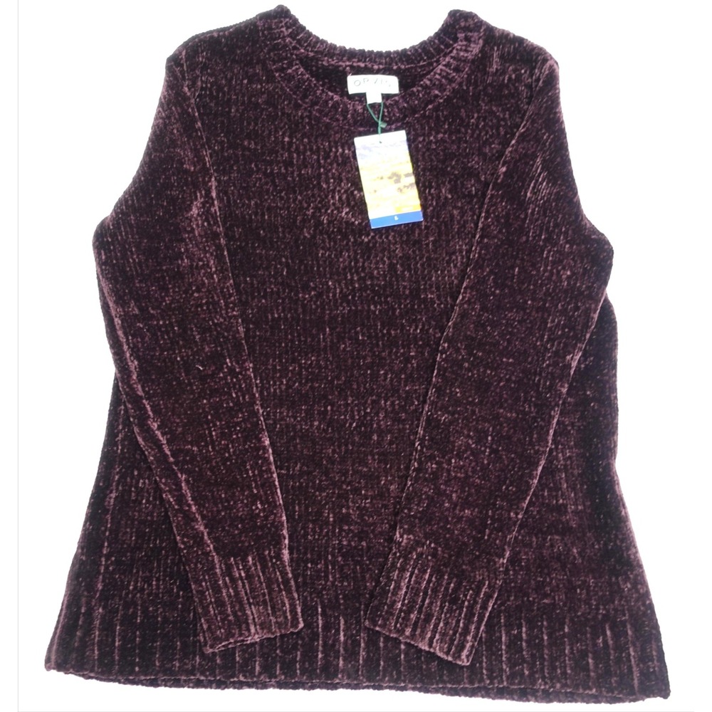 Orvis Sweater Pullover Womens L Purple Chunky Knit Chenille Crewneck Winter Warm
